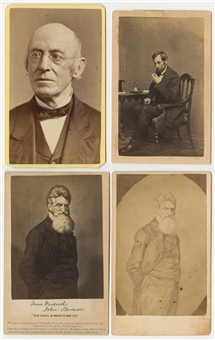 Collection of (4) CDVs of Historical Figures in America: Abraham Lincoln, William Lloyd Garrison, and (2) John Brown